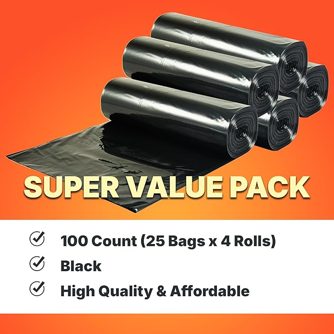 Bagtron 45 Gallon Trash Bags, 30 Micron Heavy Duty Pure LDPE Garbage Can Liners, 40" x 46" Large, Black, 100 Count