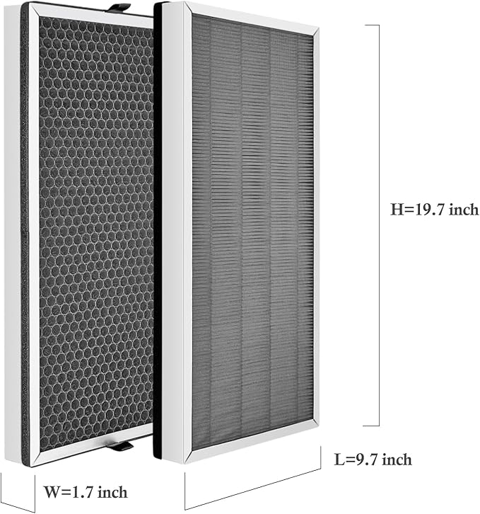 JF999 Replacement Filter Compatible with Jafända JF999 Air Cleaner Purifier, H13 4-Stage Filtration Activated carbon Air Clean Dust VOCs, 2-Pcs