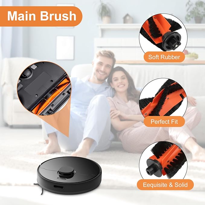 34pcs Vacuum Parts For MONSGA MS1 MAX Vacuum Cleaner Parts, Main Side Brush, Filter, Mop Cloth, 3.3L Capacity Dust Bag Replacement Kit For MONSGA Cleaner Accessories