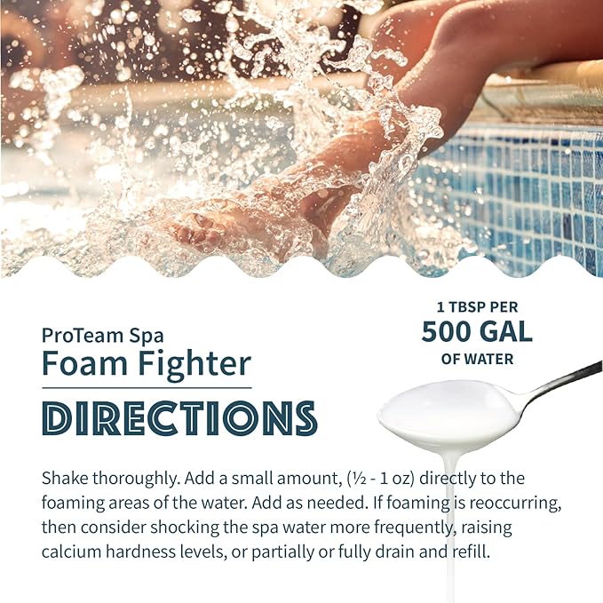 ProTeam Spa Foam Fighter - Hot Tub Defoamer - Spa Foam Eliminator with SplashWiz Hot Tub Chemicals Care Guide - (1 pt)