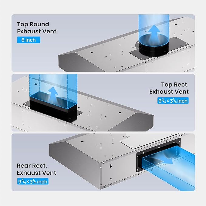 VIKIO HOME Range Hood 42 Inch Under Cabinet, 980CFM Fast Venting Ducted, Kitchen Hood With 3 Speed Gesture Sensing & Touch Control, Stainless Steel Stove Hood With LED Light And 2 Baffle Filters