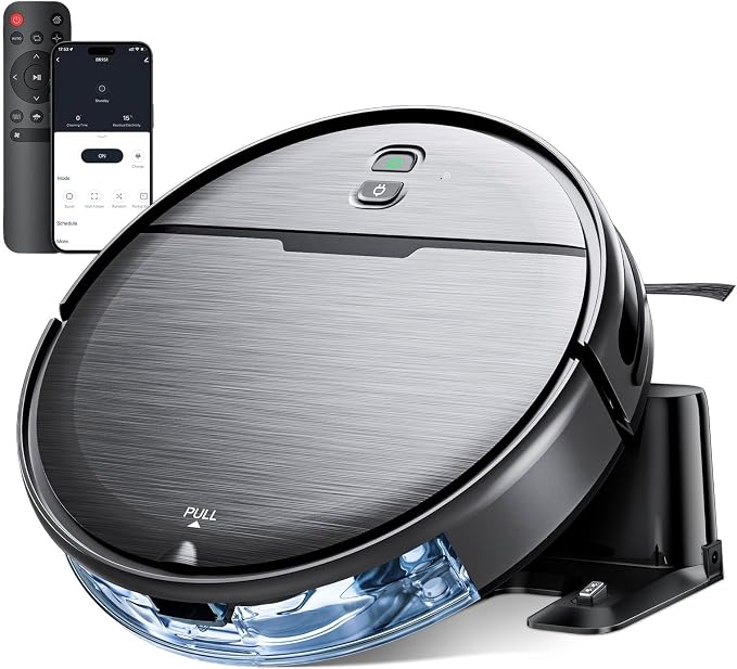Robot Vacuum and Mop Combo, 2300Pa Strong Suction, 2-in-1 Dust Box and Water Tank, Works with Alexa/Google Assistant, Long Runtime, Schedule, Quiet, Ideal for Hard Floors, Low-Pile Carpets and Pets
