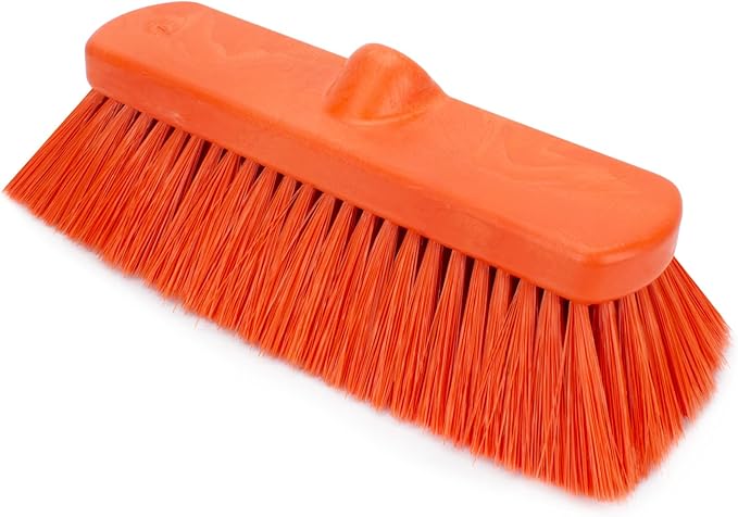 SPARTA 41278EC24 Flo-Thru Plastic Wall Scrub Brush, Equipment Brush With Soft Nylex Bristles For Industrial Kitchens, Hospitals, Commercial Cleaning, 4 Inches, Orange, (Pack of 12)