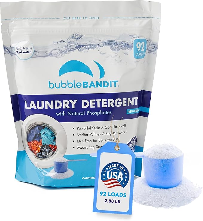 Laundry Detergent Powder with Phosphate - Deep Cleaning Washing Powder Detergent with Fresh Clean Scent, With Scoop for All Machines, Safe for All Fabrics, Greywater & Septic - 46 Ounce - Pack of 1