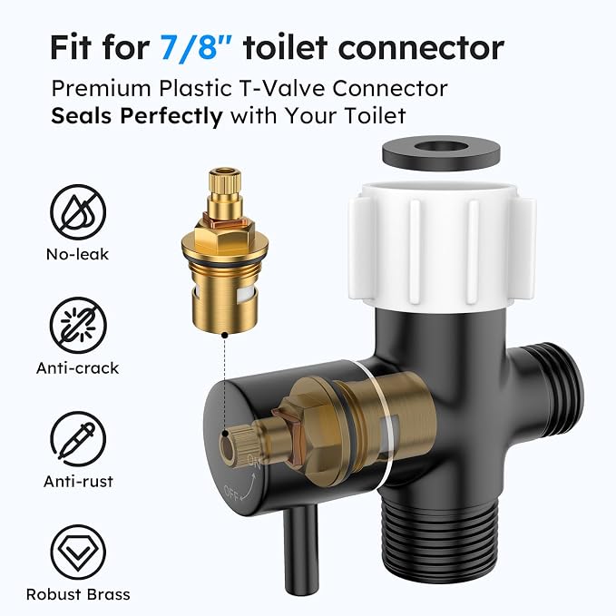 Arofa Handheld Toilet Bidet Sprayer for Toilet-Adjustable Water Pressure Control with Bidet Hose for Feminine Wash, Stainless Steel Brushed Nickel Bidet Faucet Cloth Diaper for Baby Wash, Black,2 Pack