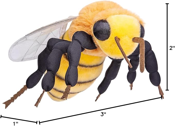 Large Bee Plush Toy - Lifelike Bee Stuffed Animals 16in, Realistic Bee Big Wings Toys, Simulation Bee Plushie Model Toy, Unique Plush Gift Collection for Kids