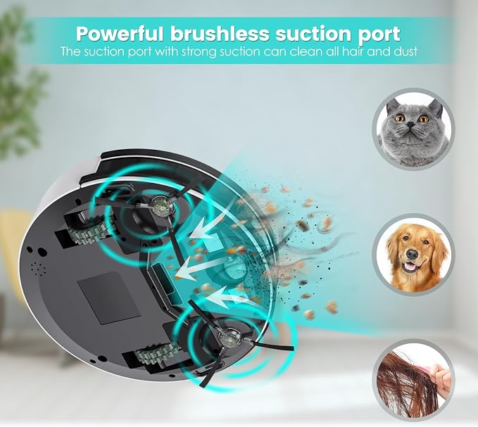 Lefant Robot Vacuum Cleaner, 120 Mins Runtime, Compact Design, Low Noise, Powerful Suction, Wi-Fi/App/Voice Control, Self-Charging, Scheduled Cleaning, Ideal for Pet Hair and Hard Floors, M210 Black