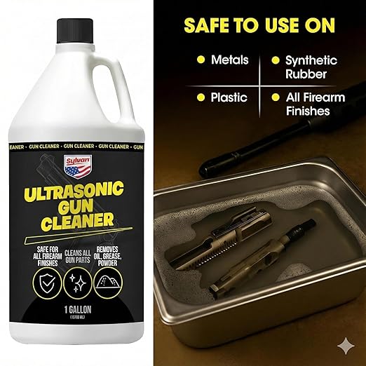 Ultrasonic Gun Cleaner Solution Concentrate + Free Cleaning Cloth | Makes 50 Gal. | Made in The USA | Gun Parts Cleaner for All Ultrasonic Machines | Highly Concentrated Firearm Cleaning Liquid