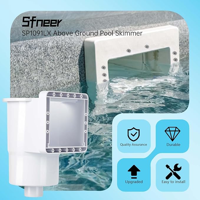 SP1091LX Above Ground Pool Skimmer, Thru-Wall Skimmer, Above Ground Pool Skimmer (with Accessories), Opening Width 6 Inches Compatible with Hayward Pool Skimmer Accessories Kit