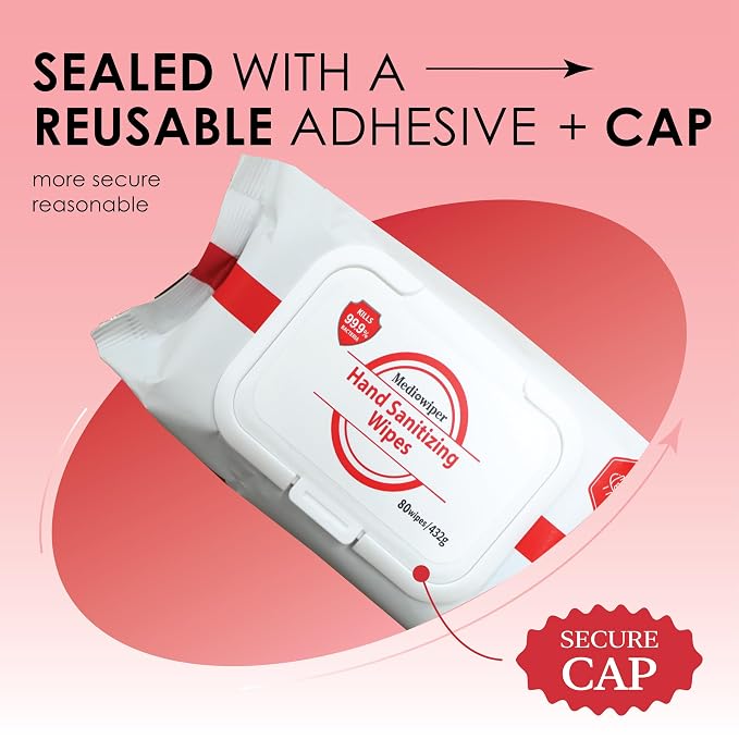 Mediwiper 160 Wipes (80 * 2 Packs) Alcohol-Free Sanitizing Wipes, Multi-Surface Cleaner, Large Unscented Wet Wipes Bulk, Hand Cleaning Cloth for School, Office, Business & Travel