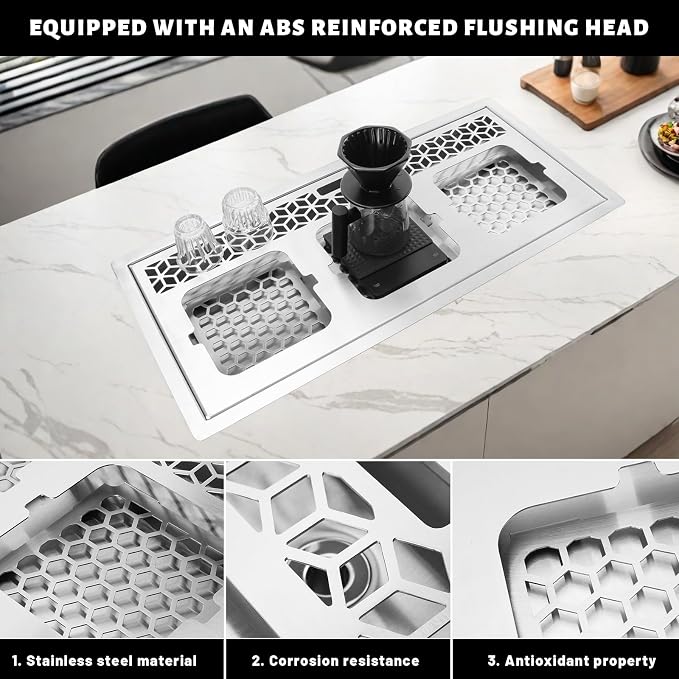 Embedded Stainless Steel Drip Tray,for Home Kitchen Hotel Cafe Restaurant,for Glass Drainer and Brewing Station Perfect for Beverage Shops (28.54x14.17 Inch-Silver)