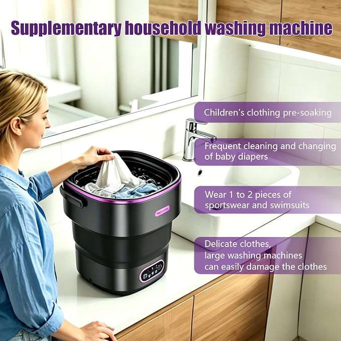 20L Portable Mini Washing Machine,Foldable Portable Washer Mini Lavadora Portatil for Apartment,RV,Camping,Travel – Wash Baby Clothes, Underwear,Bra Separately to Keep Clean and Healthy