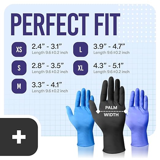 Medtecs Nitrile Gloves Disposable – Available in 200 & 2,000 pcs – Medical Grade, Chemo-Rated, 4 mil, Latex-Free, Powder-Free – Exam Gloves with Textured Fingertips – 200 pcs