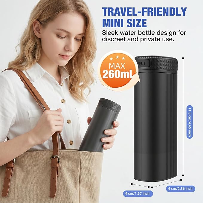 Portable Bidet for Travel, Rechargeable Electric Travel Bidet with LED Display, 3 Water Flow Modes, IPX7 Waterproof, USB-C Personal Hygiene Device for Women, Men & Babies
