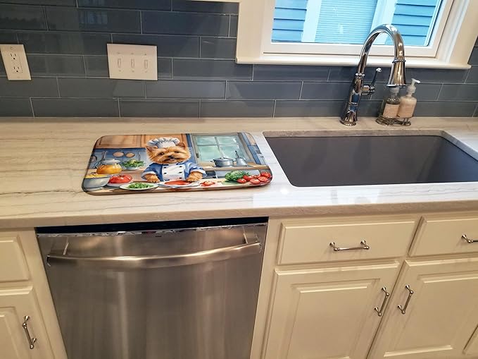 Caroline's Treasures DAC6292DDM Norwich Terrier The Chef Dish Drying Mat Absorbent Dish Drying Mat Pad for Kitchen Counter Dish Drainer Mat for Countertop, 14 x 21", Multicolor