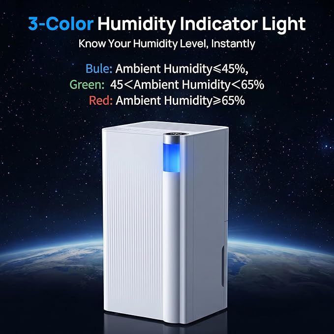 Uthfy 3000 Sq. Ft Dehumidifier for Basement with WiFi, Max 38 Pints Dehumidifier for Home with Drain Hose, 24H On/Off Timer, 3 Color Ambient Light, Child Lock,Auto Deforest, Quiet for Bedroom,Bathroom