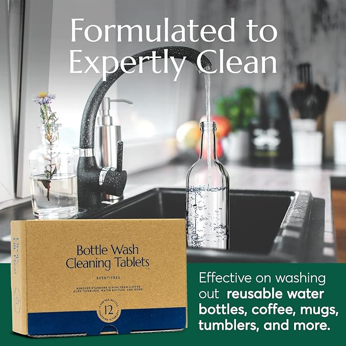 CLEANOMIC Reusable Kitchen Cloth, Bottle Wash Cleaner Tablets & Tablet Tin Bundle