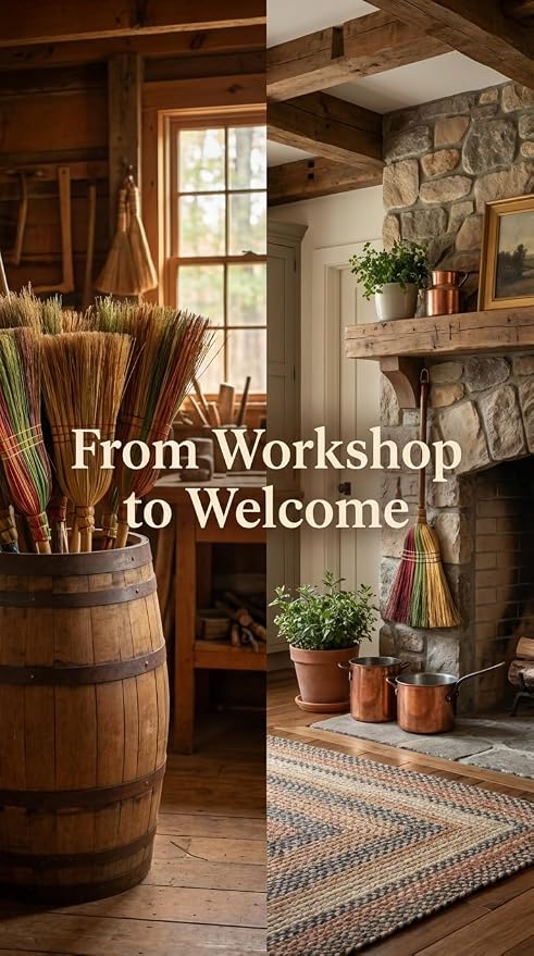 The Homestead Farmhouse Broom - Handmade in The Arkansas Delta This All Natural Broomcorn Broom is Well Suited for Your Farmhouse, Lobby or barn. Can be Used Both Indoors and Outside.