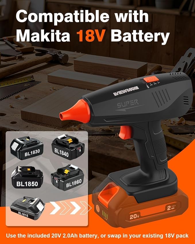 20V Cordless Electric Air Duster, Rechargeable Handheld Air Blower | 2.0Ah Battery, 120-Min Runtime, 4 Speeds, Brushless Motor, Small Compressed Air Duster for Keyboard, Computer, Car Detailing
