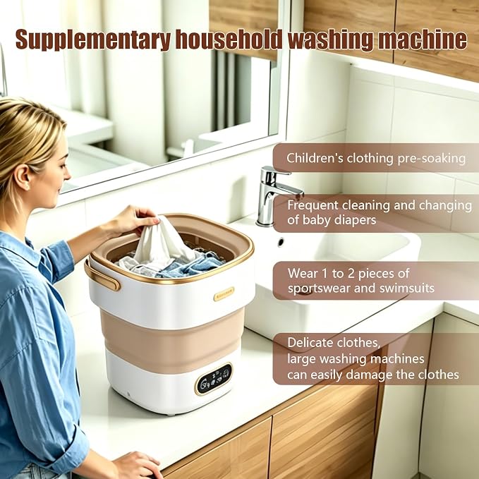 20L Portable Washing Machine,Foldable Portable Washer Mini Lavadora Portatil for Apartment,RV,Camping,Travel – Wash Baby Clothes, Underwear,Bra Separately to Keep Clean and Healthy