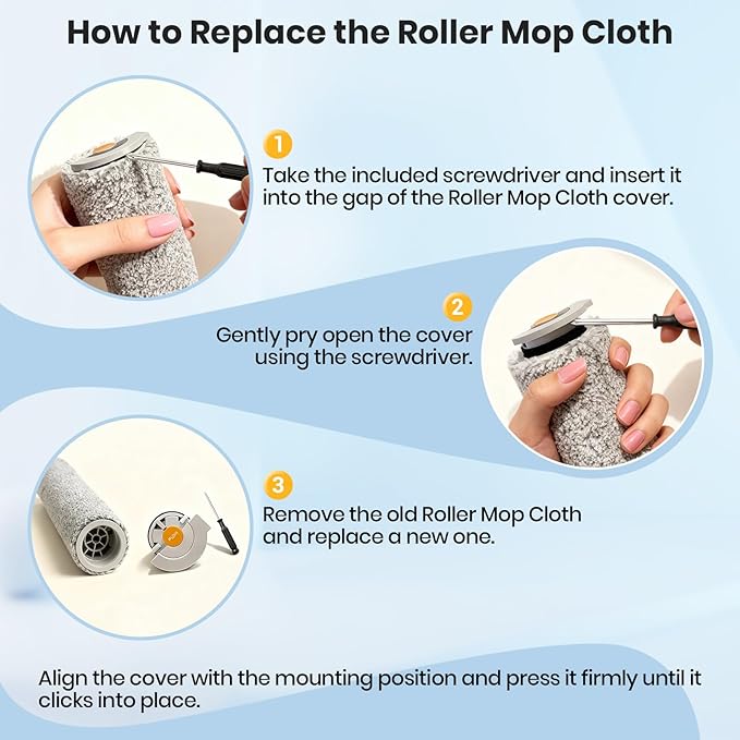 Roller Brush and HEPA Filter Replacement Compatible with Roborock Qrevo Curv 2 Flow Robot Vacuum Cleaner,4 Main Brush,2 Roller Mop Cloth, 4 HEPA Filter,6 Side Brush,6 Dust Bag,Accessories Parts Kit