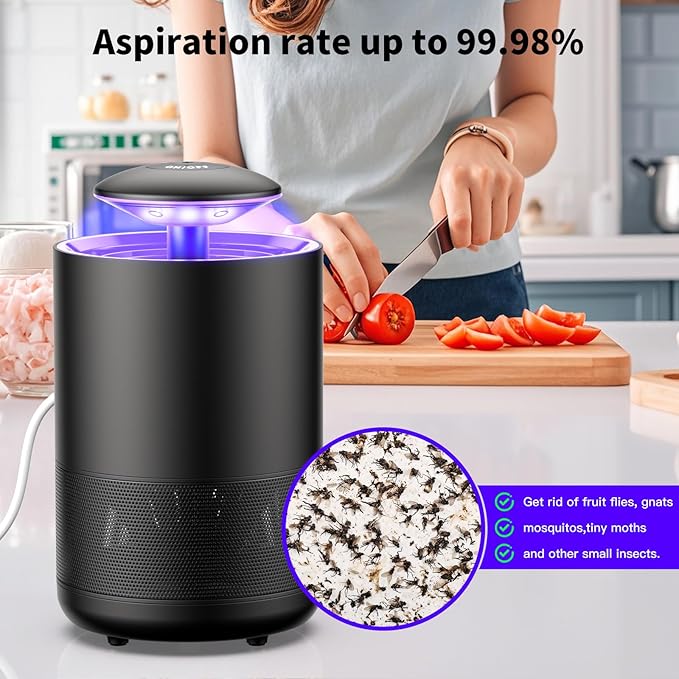 Fly Trap Indoor Mosquito Flying Insect Trap Automatic Electric Fly Catcher Fan Powered Gnat Catcher with 3 Sticky Boards, for Kitchen, Living Room, Dining Room, Yard, Swimming Pool, Picnic or Camping