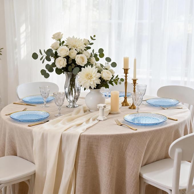 DaYammi 240Pcs Blue Dessert Plates Set Including 120Pcs Blue Cake Plates and 120Pcs Gold Forks,Hammered Party Plate,Gold Rim Appetizer plates Heavy duty Disposable Plastic Plate for Wedding Birthday