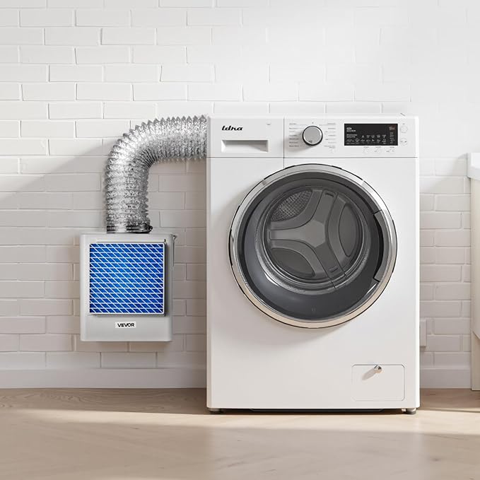 VEVOR 3-in-1 Indoor Dryer Vent Kit,Premium ABS Material Fits 4 inch Exhaust Port, Smart Overheating Reminder Exhaust Hood & Easy-to-Detach Mesh Cap & Multi-layer Purification with 4 Replacement Pads
