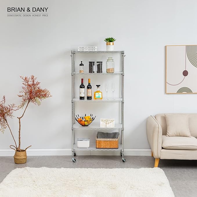 BRIAN & DANY Wire Shelf Liner 16" X 36", Heavy Duty Shelf Liners for Wire Shelving, Waterproof Protector Mats, Set of 5, Transparent