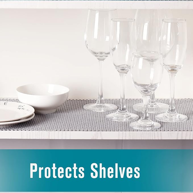 Drawer Shelf and Cabinet Liner, Thick Strong Grip, Non-Adhesive Liners Protect Kitchen Cabinets and Cupboard, Bathroom Drawers, Easy Install, Breathable Mat, 20 Inches x 20 Feet, White
