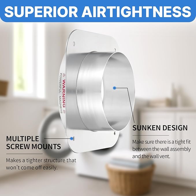 Magnetic Dryer Vent Coupling Connector Kit, DV180 Airtight Seal Coupling, Strong Magnet Quick Connection Self-Alignment Easy to Clean Included a 3ft 4" Duct & 2 Clamps