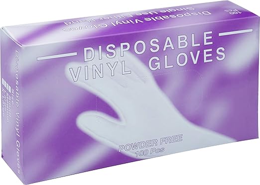 Powder Free, Latex Free, Disposable Vinyl Gloves, Size Extra Large, 10 Packs of 100 Gloves (1,000 gloves)