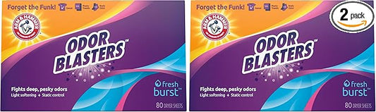 Arm & Hammer Dryer Sheet 80ct Odor Blaster Fresh Burst (Pack of 2)