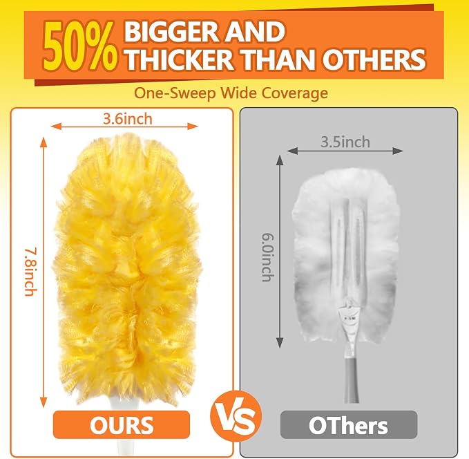Heavy Duty Duster Refills for Swiffer Duster (60 Count) | 360° Unscented Disposable Multisurface Dusters with 1 Handle- for Home, Blinds, Fans & Corners, Yellow
