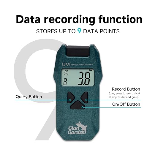 Reptile UVI Radiometer – Smart Data Logging UV Light Meter for Reptile Lamp, UVA/UVB Meter & Tester Measures 280nm-400nm Light Measurement
