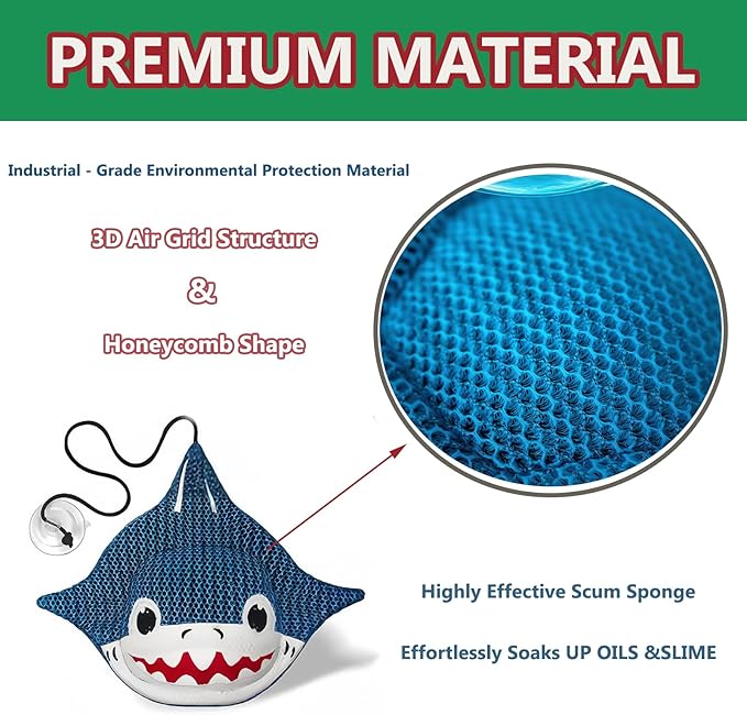 QISHENG Hot Tub Scum Absorber for Spa Cleaner, Reusable & Washable Hot Tub Cleaner/Sponge/Skimmer/Accessories for Spa & Pool Scum Oil Absorber(2 Pack, Shark)