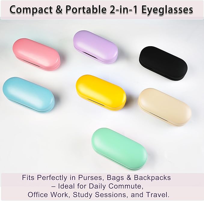 Lasiyanor 2 in 1 Eyeglass Case Portable Double Sided Contact Lens Box Multifunction With Tool for Travel Daily Outdoor