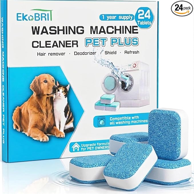 Washing Machine Cleaner Tablets 24 Pack – Deep Cleaning Washer Descaler for Front Load & Top Load Machines, Septic Safe Washing Machine Cleaning Tablets, 12 Month Supply