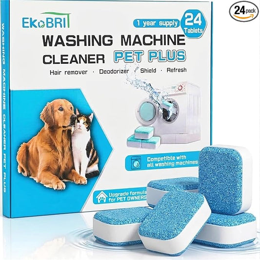 Washing Machine Cleaner Tablets 24 Pack – Deep Cleaning Washer Descaler for Front Load & Top Load Machines, Septic Safe Washing Machine Cleaning Tablets, 12 Month Supply