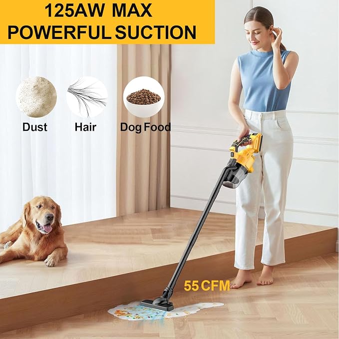 Cordless Vacuum for Dewalt 20V Battery, Handheld Vacuum Cleaner Stick Vacuum Shop Vac for Home Car Hardwood Floor Carpet with Washable HEPA Filter (No Battery)