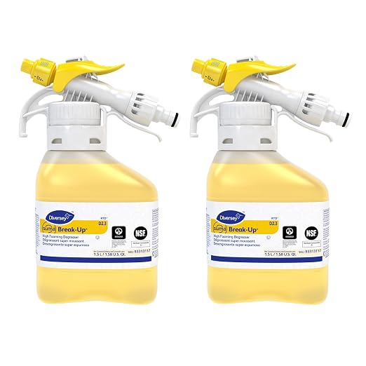 Diversey 93313117 SUMA Break-Up High Foaming Degreaser, Cleans Floors, Walls & Food Contact Surfaces, Concentrate, Ready-to-Dispense RTD Spray, 1.5-Liter (Pack of 2)