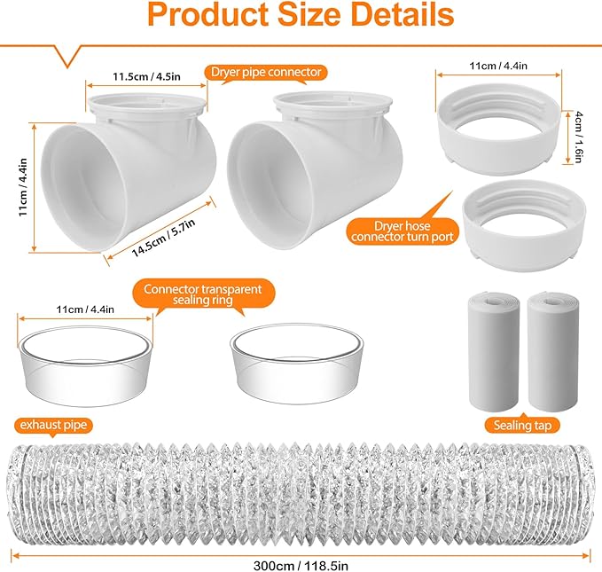Dryer Vent Hose For Tight Space,90 Degree Hose Elbow,Indoor Dryer Vent, Dryer Hose Vent Kit,Dryer Vent Connector Kit,Dryer Vent Duct, Dryer Vent Adapter, Dryer Vent Vacuum Hose Attachment