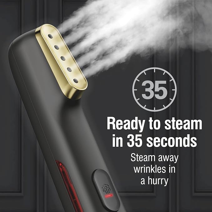 CHI Steam Handheld Garment Steamer for Clothes, 800 Watts, Portable Wrinkle-Remover, 5 Minutes of Continuous Steam, Portable Steam for Home and Travel, Black