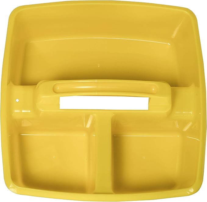 Storex 3-Compartment Small Caddy – Multipurpose Classroom Organizer with Handle, Lemon, 6-Pack (00950A06C)