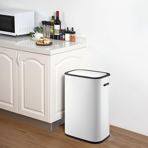 GarveeHome Sensorcan 13 gal Trash Can, Automatic Trashcan for Home Office Bedroom Living Room Garage Large Capacity Space-Saving Trash Bin, Without Inner Bucket, White