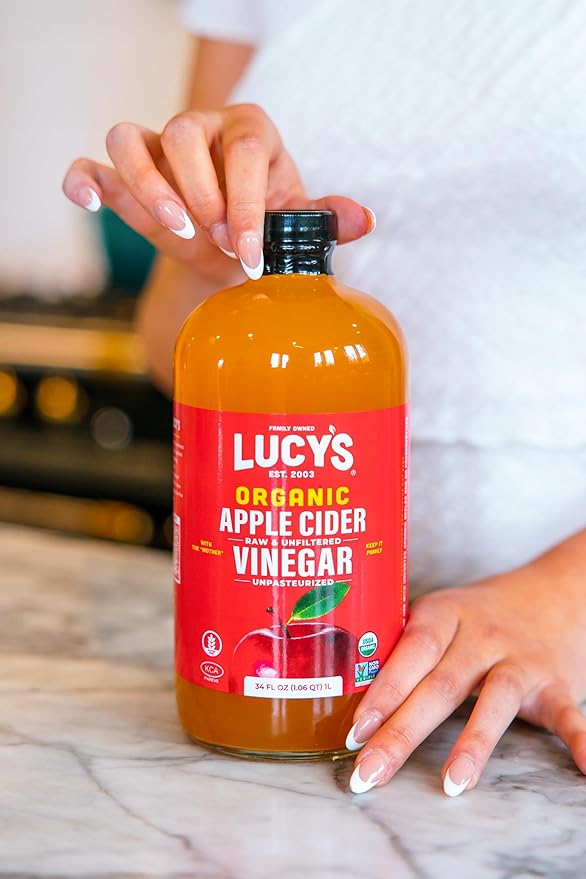 Lucy's Family Owned - 34oz. GLASS BOTTLE (2 PACK) Organic, With the Mother, Apple Cider Vinegar, Unfiltered, Unpasteurized, Raw, and NonGMO
