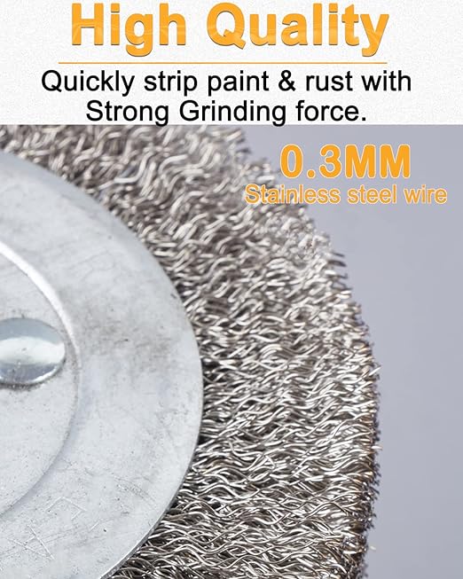4.7" x 4" Stainless Steel Wire Brush Drum Surface Conditioning Tool, Drawing Wheel Wire Wheel Burnishing Tool for Metal Surface Polishing Grinding Removing Rust-3/4 Quad Keyway(0.3 mm Wire)