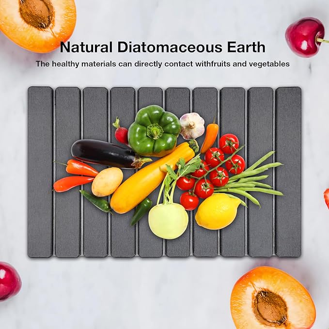 Large Diatomite Kitchen Counter Drying Mat – 24”x16”, Aesthetic Stone Mat for Dishes, Roll-Up Space-Saving & Quick-Drying Stone Rack