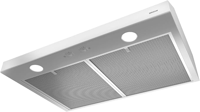 Broan-NuTone BCSD130WW Glacier 30-inch Under-Cabinet 4-Way Convertible Range Hood with 2-Speed Exhaust Fan and Light, 300 Max Blower CFM, White