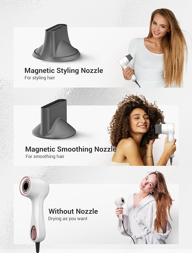 MelodySusie Compact Hair Dryer,110,000RPM High Speed Fast Drying Damage Free Portable Ionic Blow Dryer for Home & Travel